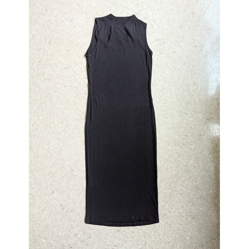 LNA Clothing Ribbed Midi Dress Black Criss Cross Neck Keyhole Sleeveless Medium - Picture 3 of 7